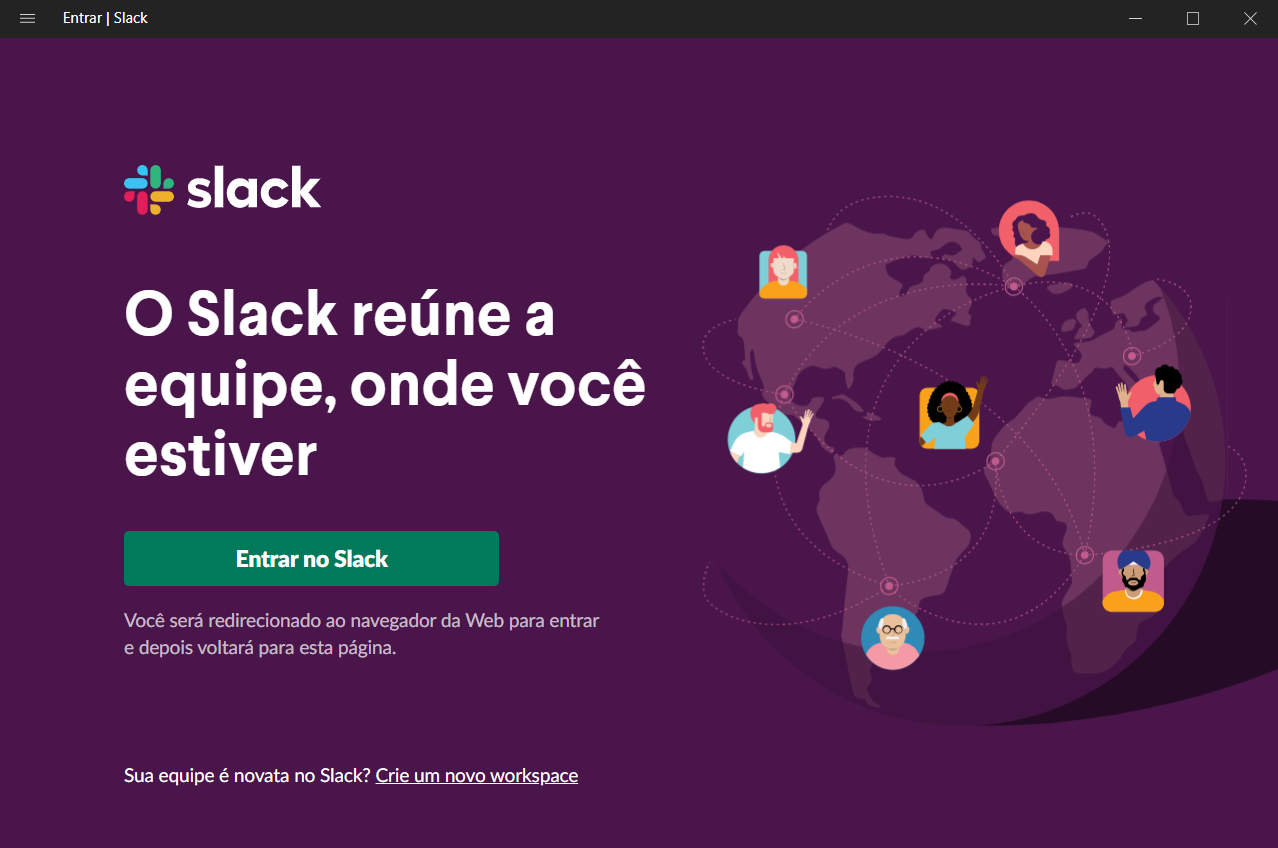 Slack welcome screen